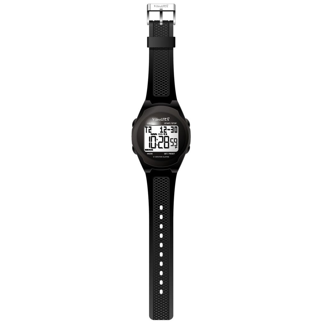 VibraLITE 8 black silicone band Vibrating Alarm Reminder Watch