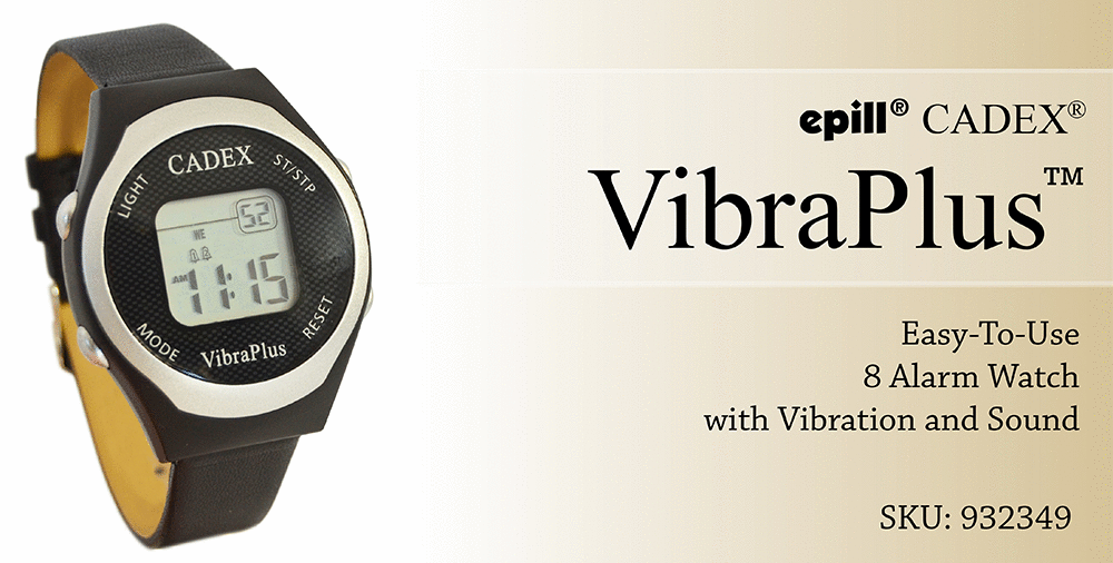 epill Cadex VibraPlus Vibrating 8 Alarm Reminder Watch