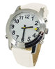 Low Vision Talking Watch for low vision or vision impaired white leather band - TTW-LVTW-WHT