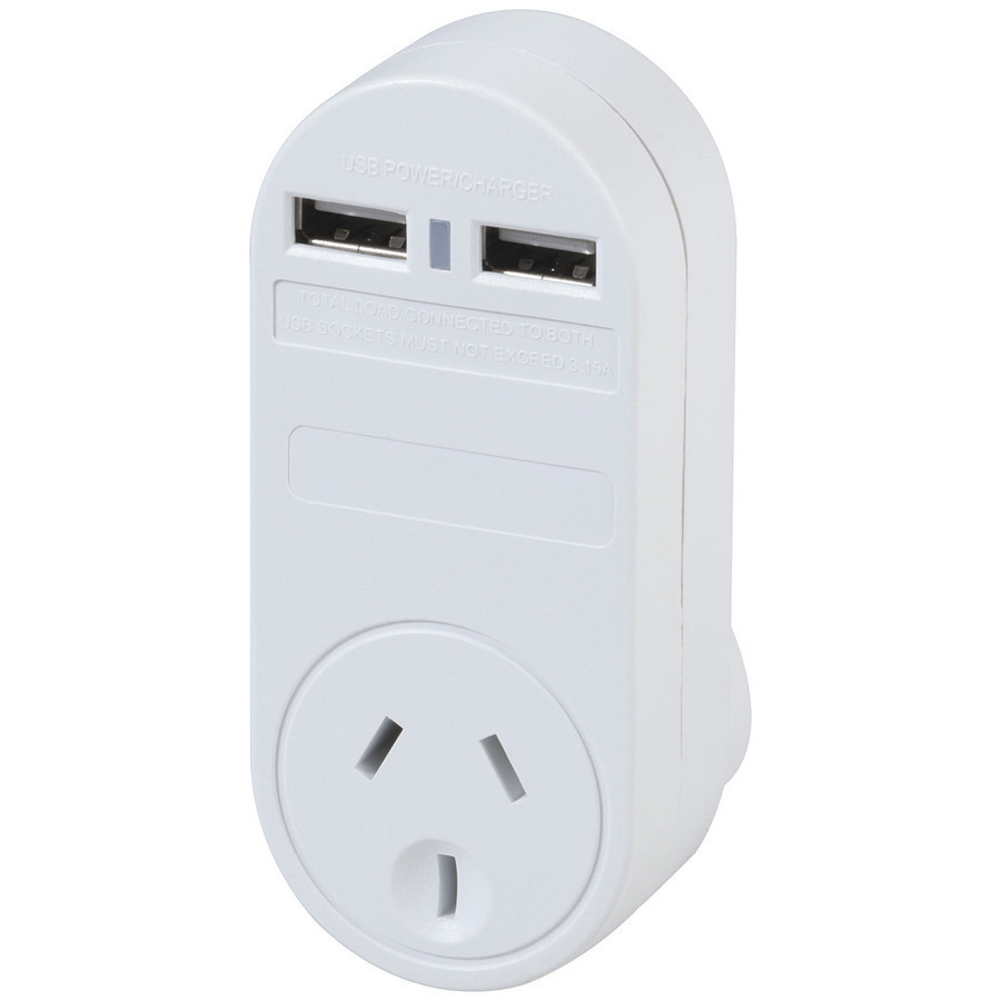 ** DISCONTINUED ** Dual 2 port USB 3.1A Charger with Mains Power Outlet Socket