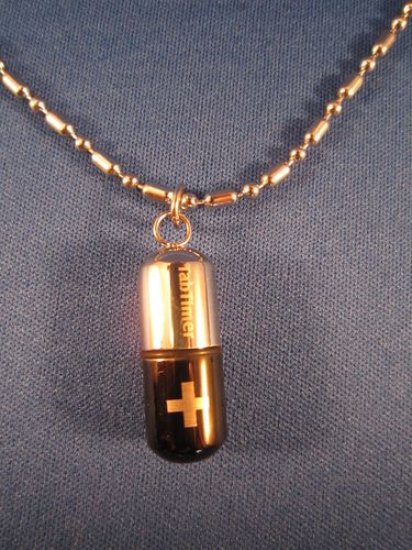 TabTimer Necklace Pill Box Black TT-NECK-BK