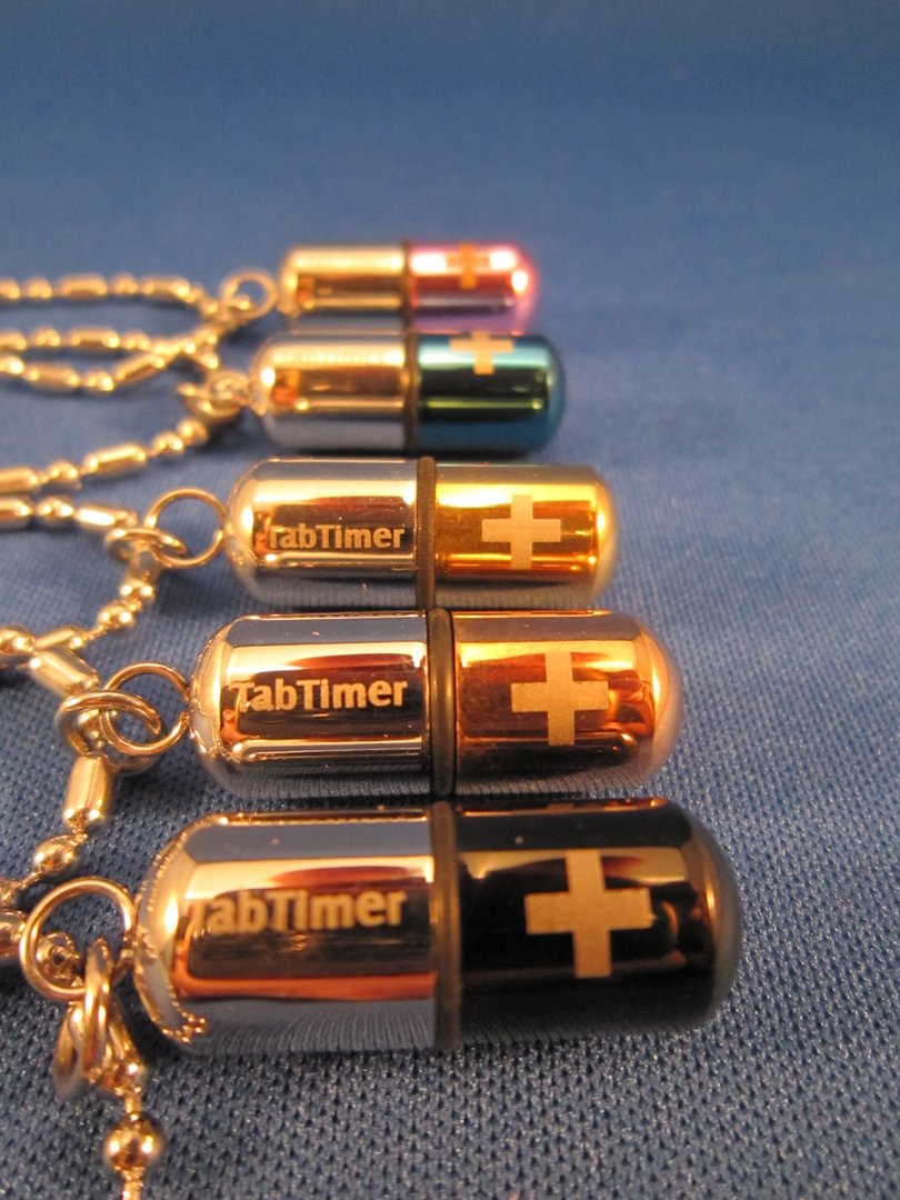 TabTimer Necklace Pill Box Gold for storage of small meds pills