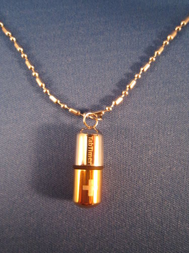 TabTimer Necklace Pill Box Gold TT-NECK-GLD