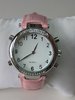 Low Vision Talking Watch for people with low vision, blindness rhinestone pink band - TTW-LVTW-RPK