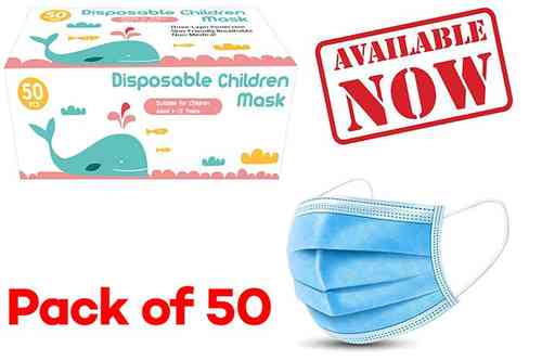 Disposable Children's Face Mask -3 ply -50 pack -non medical -73582KIDS