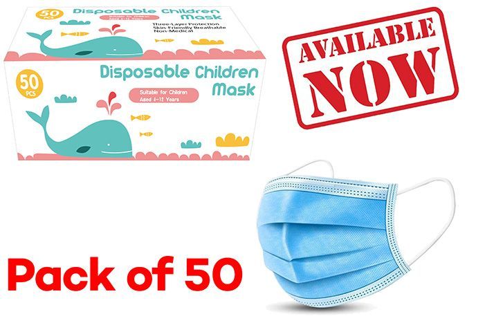 Disposable Children's Face Mask -3 ply -50 pack -non medical -73582KIDS