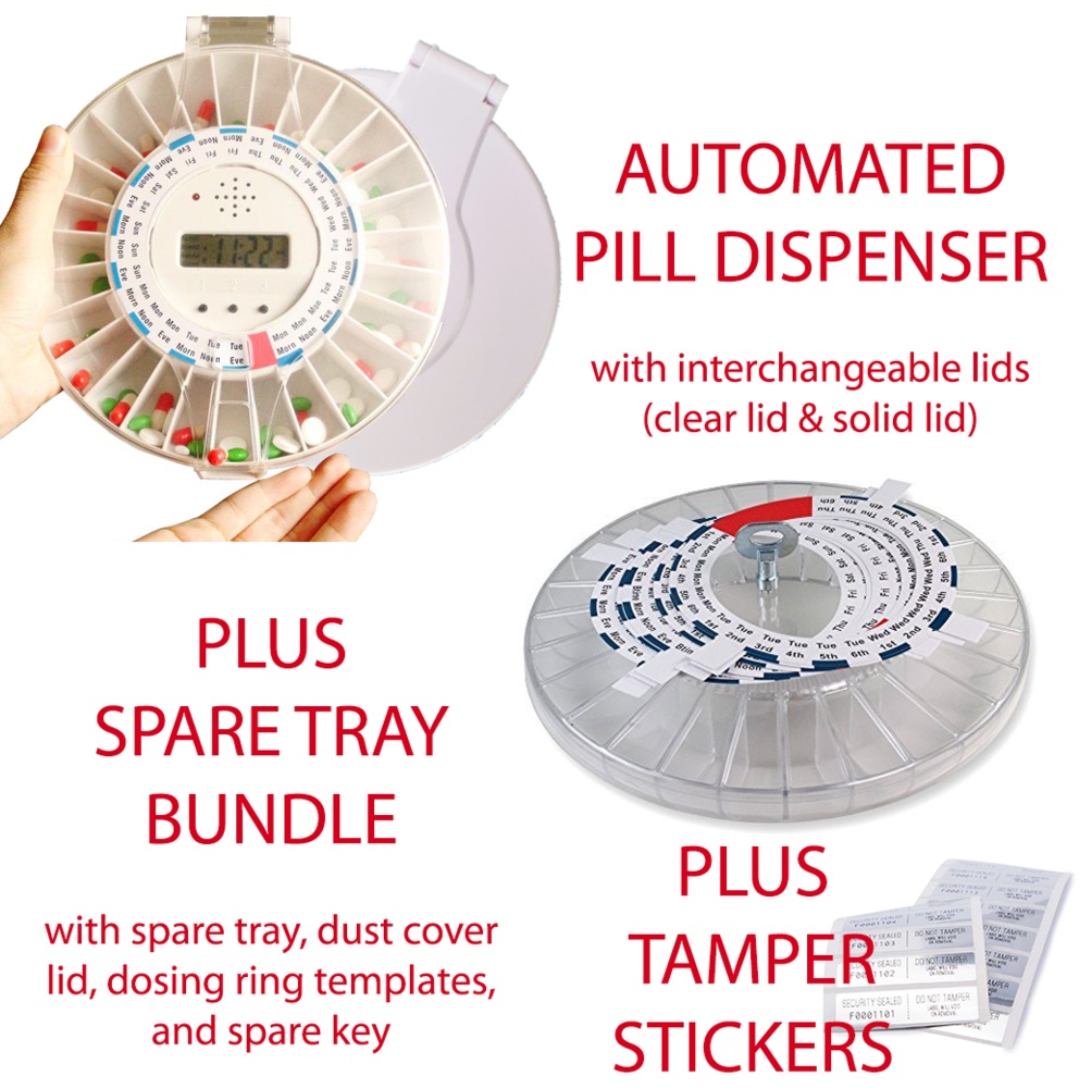 *** DISCONTINUED **Automatic Pill Dispenser Pharmacy Bundle with spare tray + stickers TT6-28SCPHARM