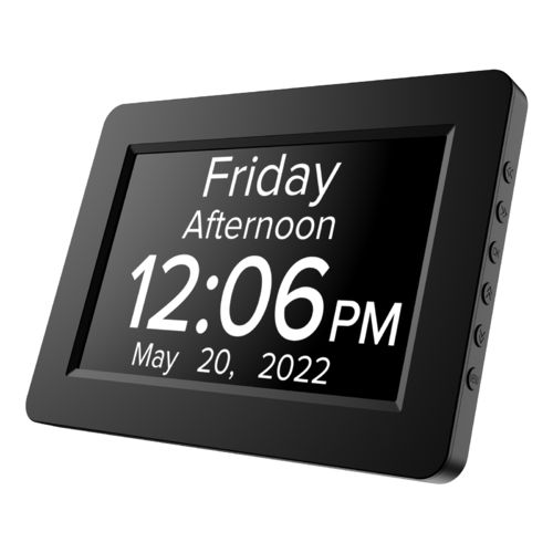 8" TALKING Digital Dementia Orientation Day Clock - BLACK