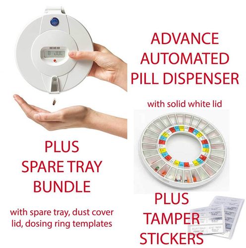 Automatic Pill Dispenser ADVANCE Pharmacy Bundle with spare tray + stickers