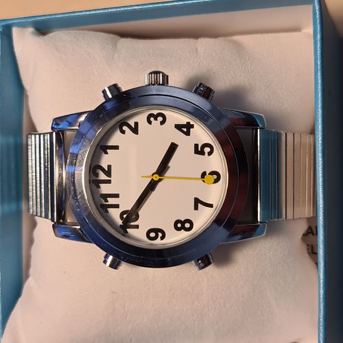 Low Vision Talking Watch (with FLEX BAND) for low vision or vision impairment - TTW-LVTW-WBK-FLEX