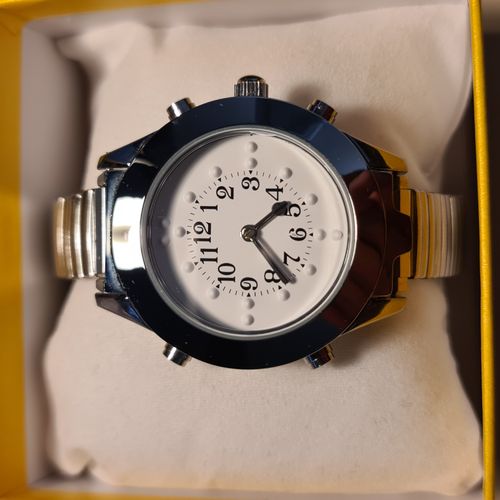 Braille Low Vision TACTILE Talking Watch (with FLEX BAND) blind vision impaired - TTW-BRTW-WBK-FLEX